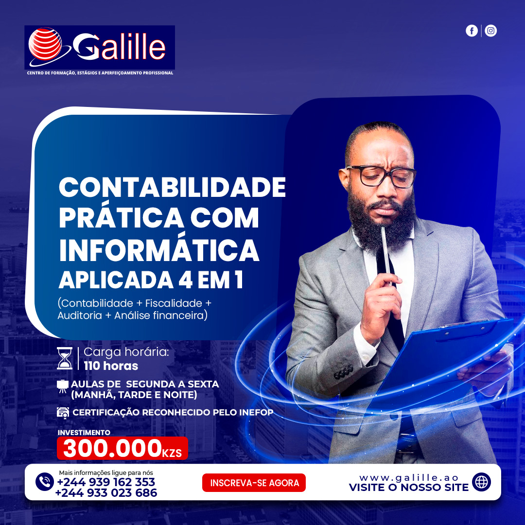 Curso Prático de Contabilidade com Informática Aplicada 4 em 1 (Contabilidade + Fiscalidade + Auditoria + Análise financeira)